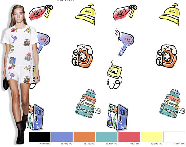 2017春夏女装图案\/花型流行:彩色时光机-服装