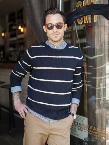 毛衣配衬衫,男人秋冬绝佳穿搭!-服装潮流搭配-