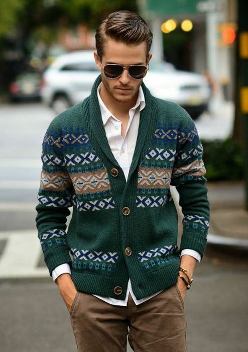 男士针织开衫搭配